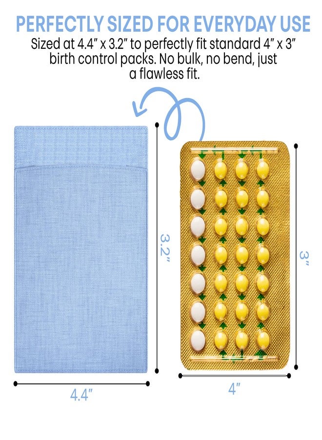 HIGHERHUMAN Peekaboo Pill Sleeve – Cute Birth Control Case – Soft Cotton Fabric Privacy Cover for Your Birth Control Pill Case – Pouch for 4” x 3” Packets (Sky Blue) - Image 3